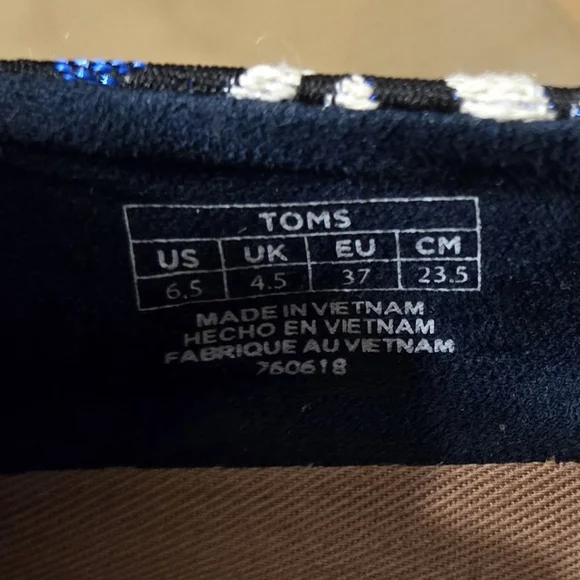 Toms Embroidered Slip On Sunset Stellar Blue Jacquard Womens Shoes Size 6.5 - Picture 9 of 10